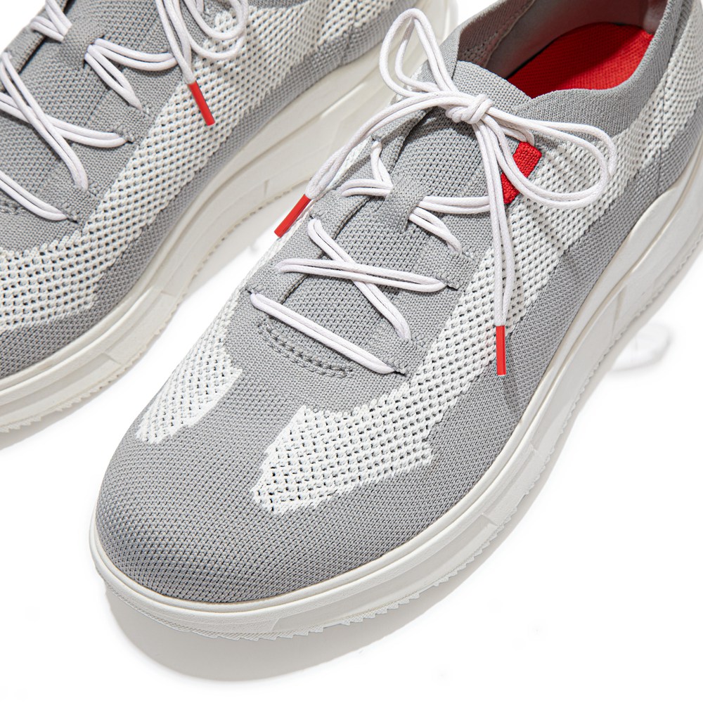 Fitflop Philippines - Fitflop Mens Sneakers Grey/White - Fitflop Frey Knit Store